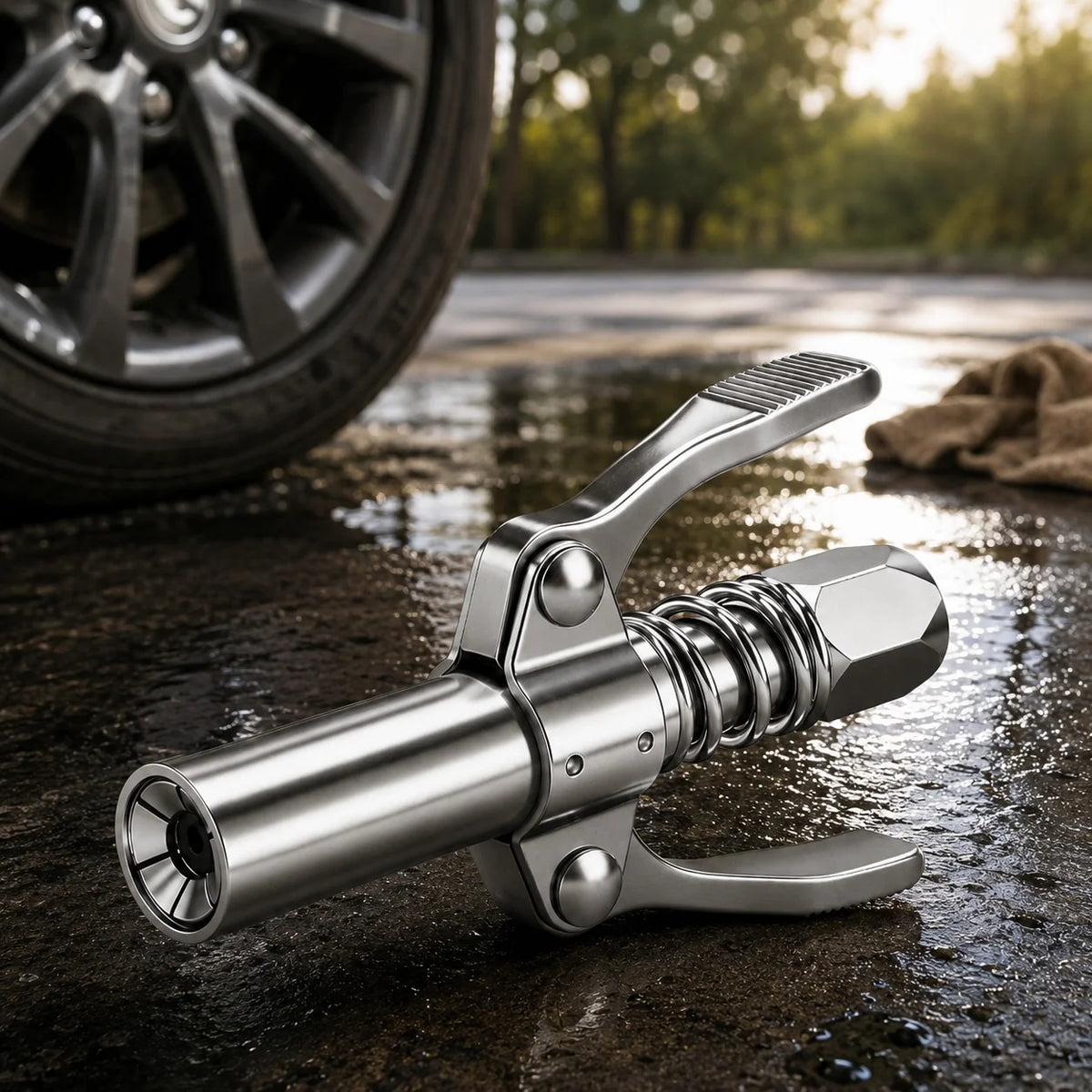 IronGrip Grease Nipple Coupler with Dual-Handle Locking