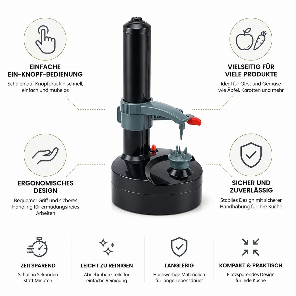 Ergonomic One-Button Electric Fruit and Vegetable Peeler