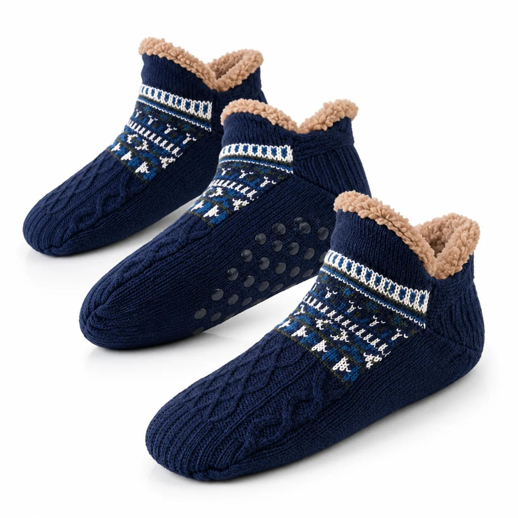 House Socks with Sherpa Lining and Non-Slip (Machine Washable)