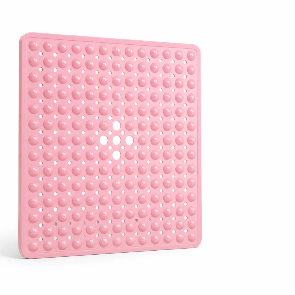 Non-slip shower mat with suction cups & quick drain (machine washable)