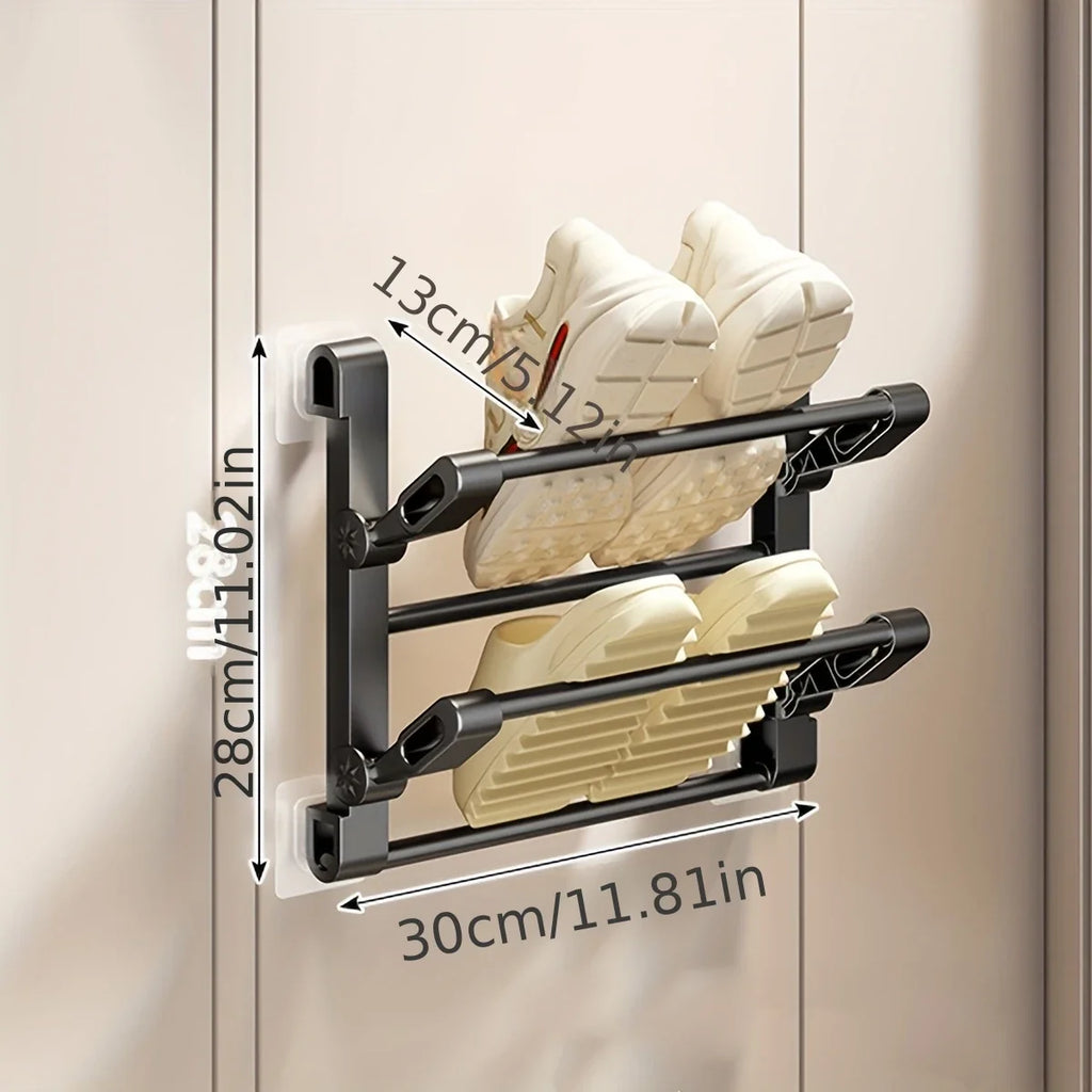 Wall-mounted shoe rack with drainage system