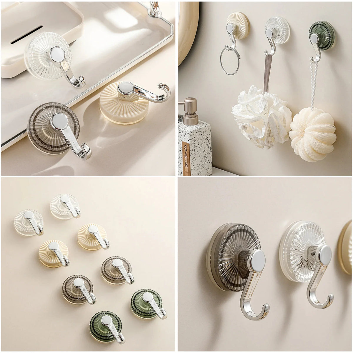 Suction Cup Hook No Drill & Water-Resistant (Set of 3)