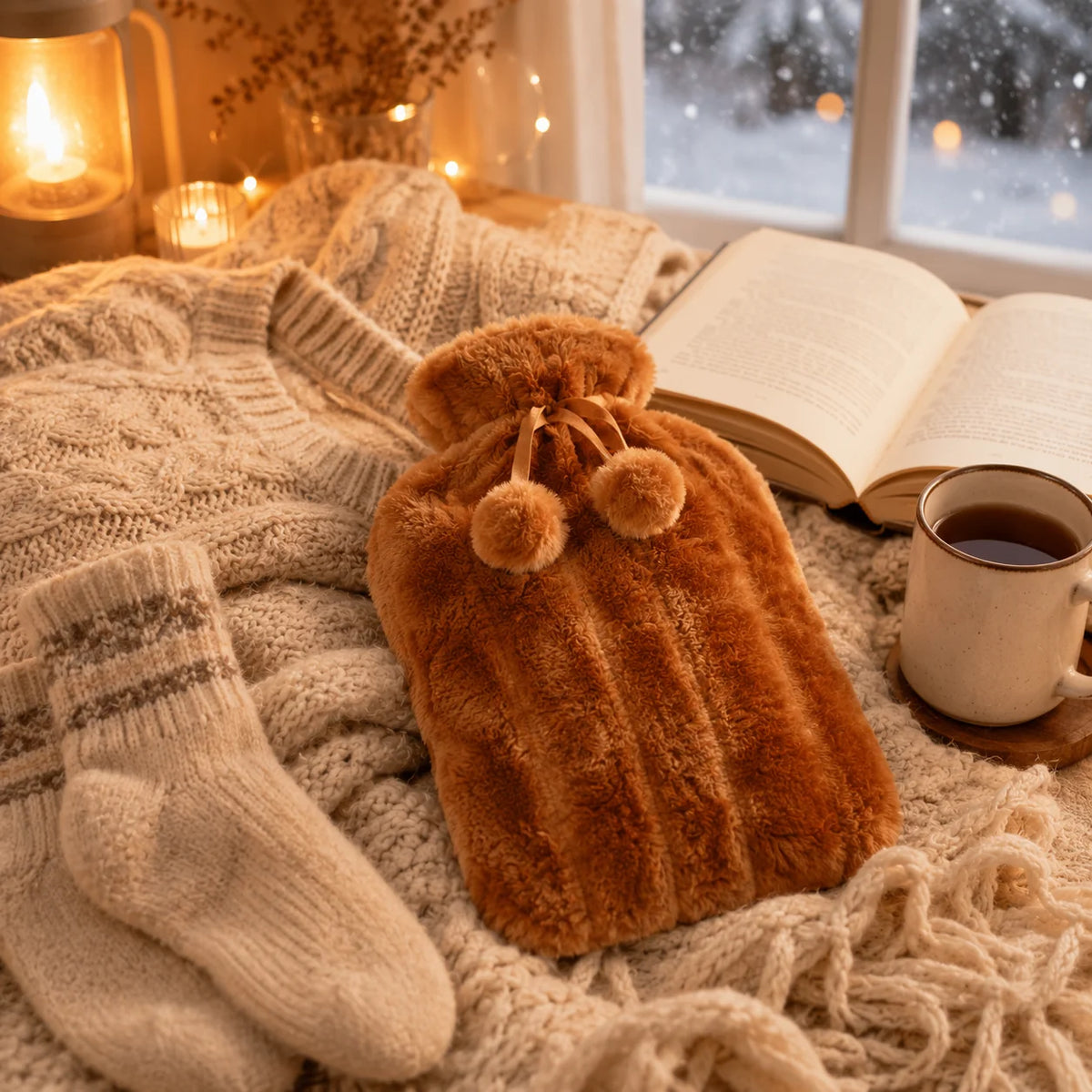 Hot Water Bottle with Plush Cover 2 Liters