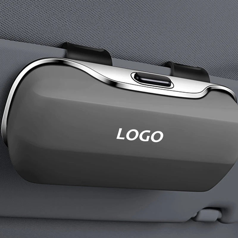Car sunglasses case with sun visor clip