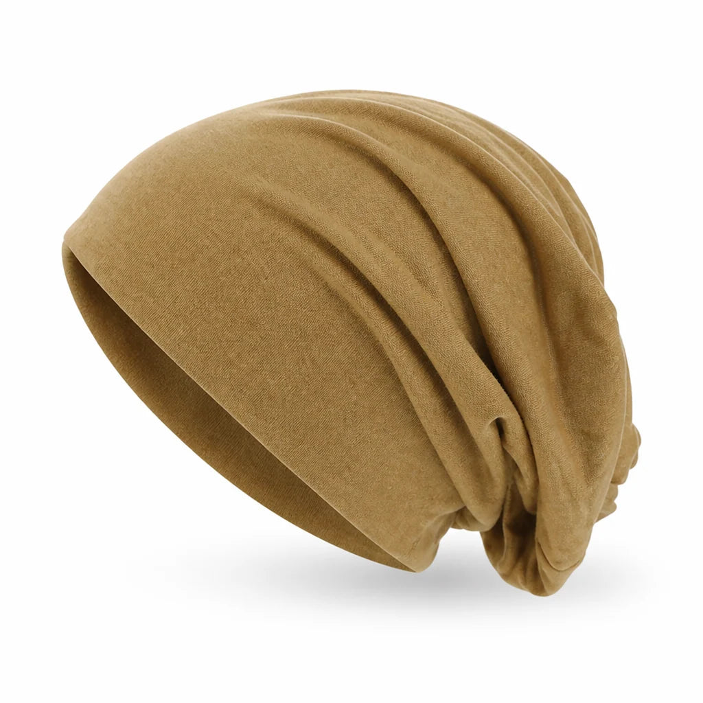 Loose Knit Beanie Cotton Spandex Blend Breathable Stretch Fabric (One Size)