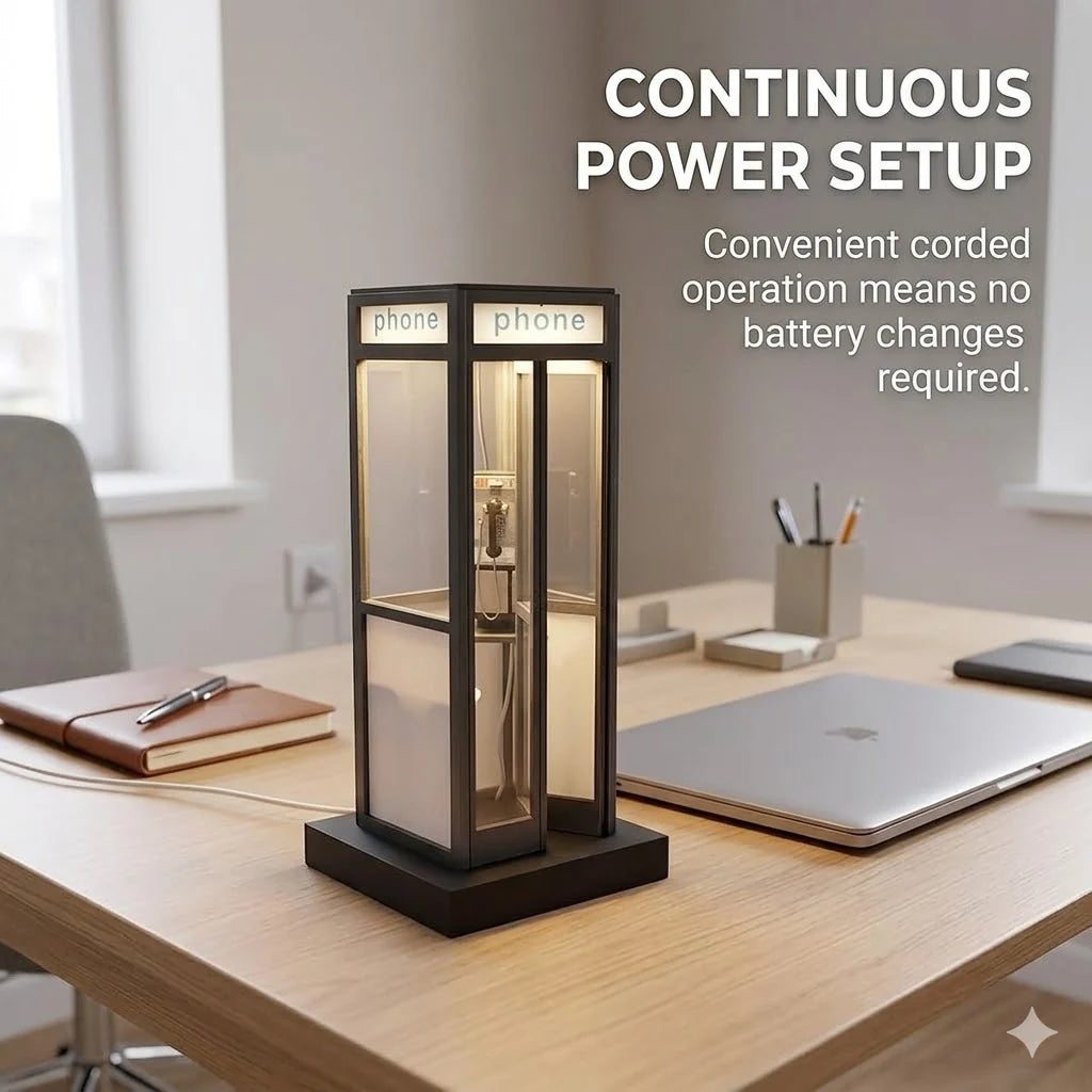 Retro Telephone Booth Table Lamp LED Night Light