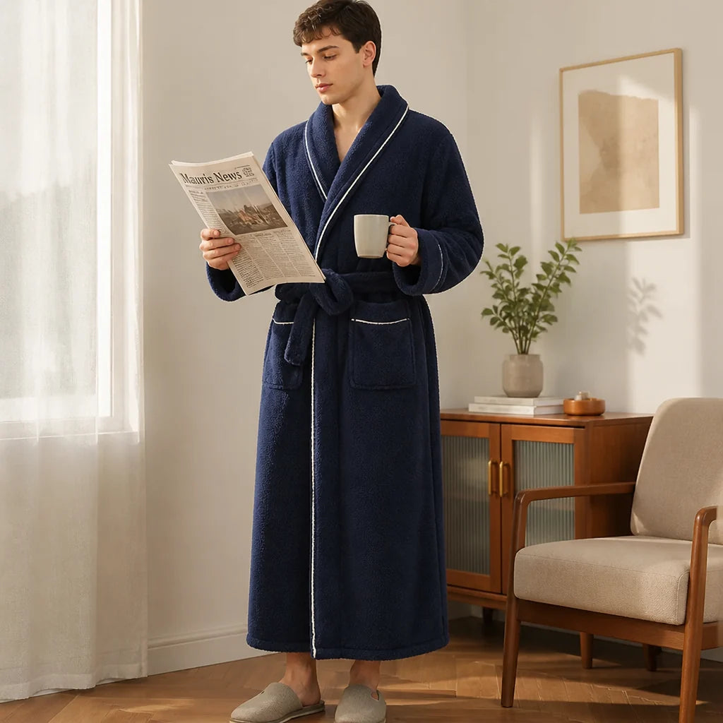 Bathrobe with Shawl Collar and Tie Belt (Unisex)