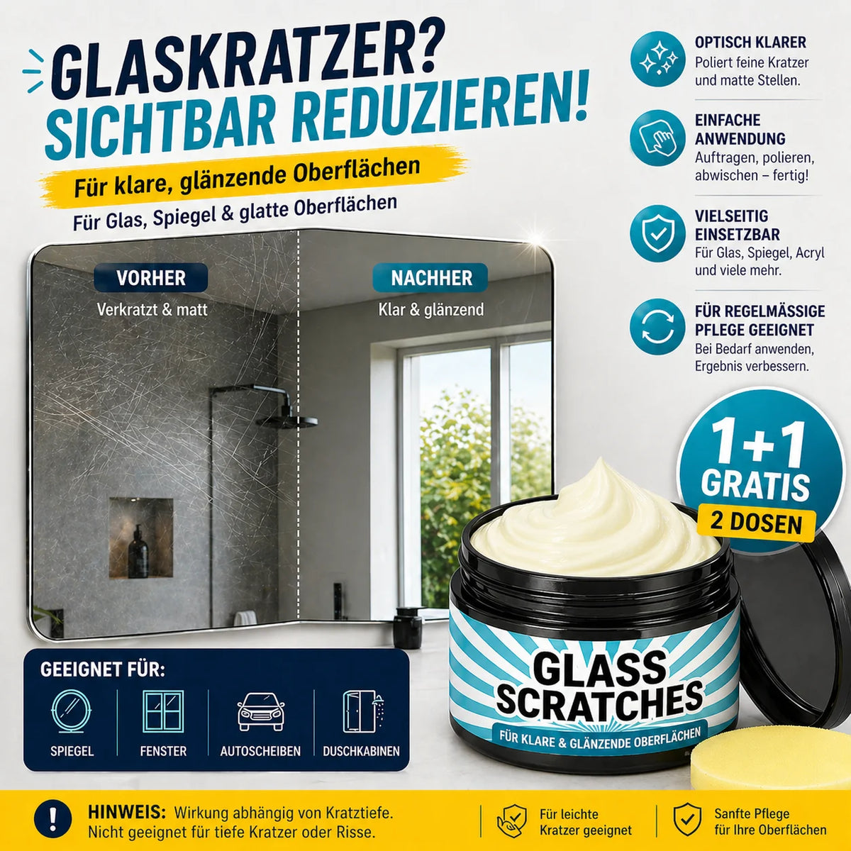 Glass & Acrylic Polishing Cream for Light Signs of Use