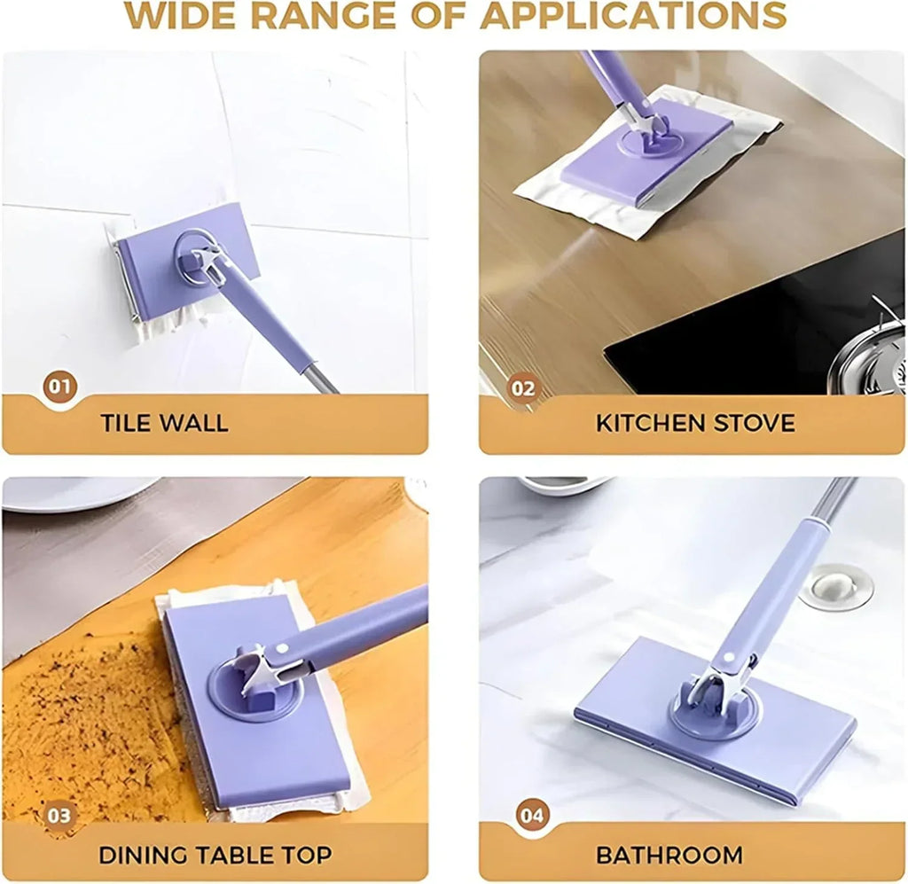 Microfiber Floor Mop Swivel Mop Head & Washable Pads (Wall Mount Holder)