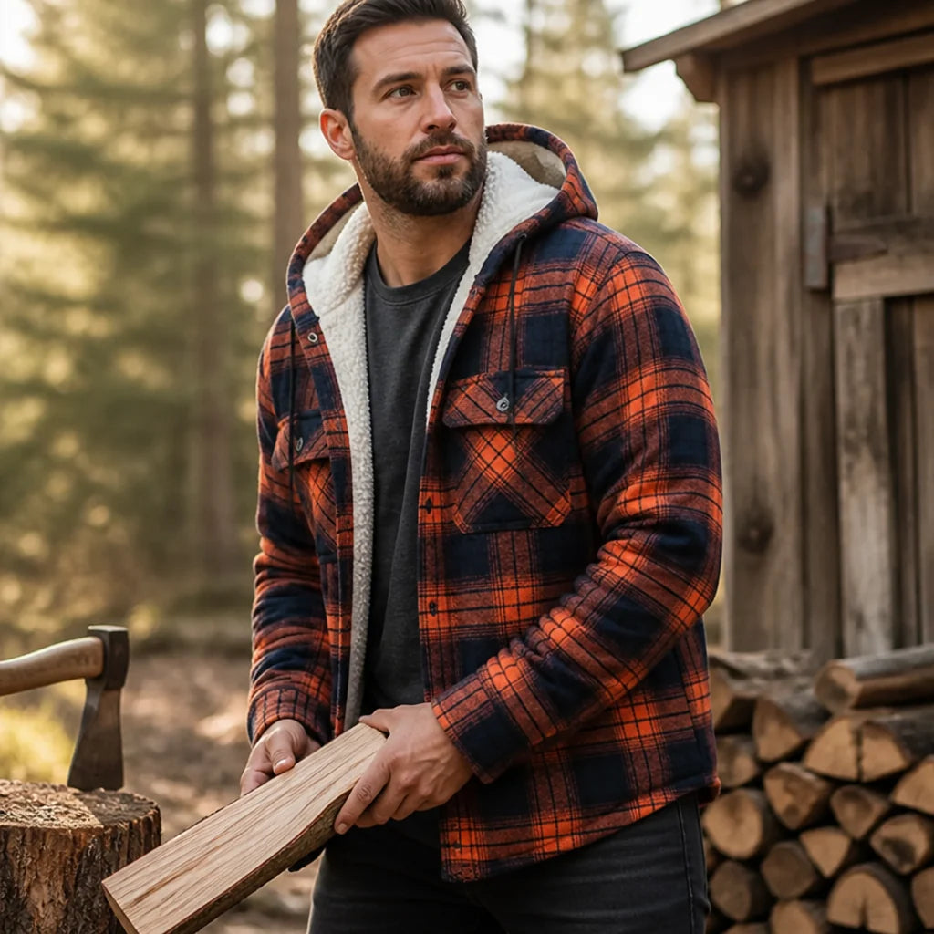 Thermally Lined Hooded Flannel Overshirt