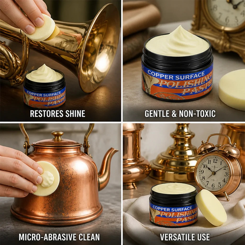 Professional Micro-Abrasive Non-Toxic Brass and Copper Polishing Paste (30 ml + Sponge)