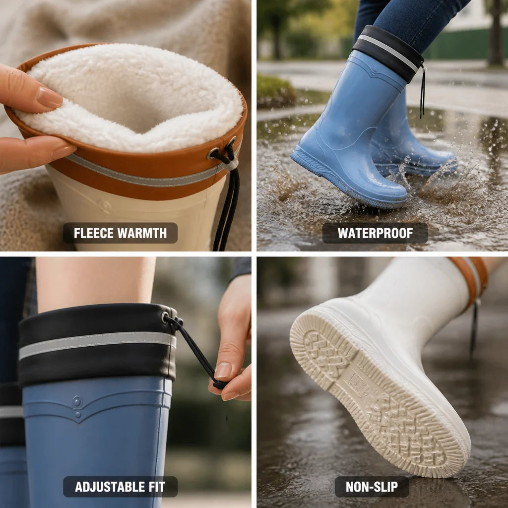Insulated Waterproof Rain Boots Mid-Calf Length