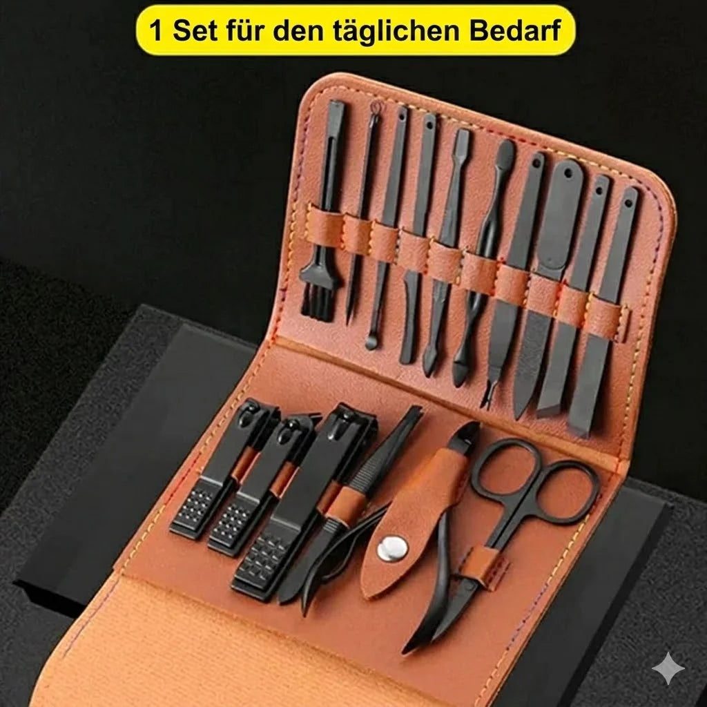 16-piece manicure set with leather case