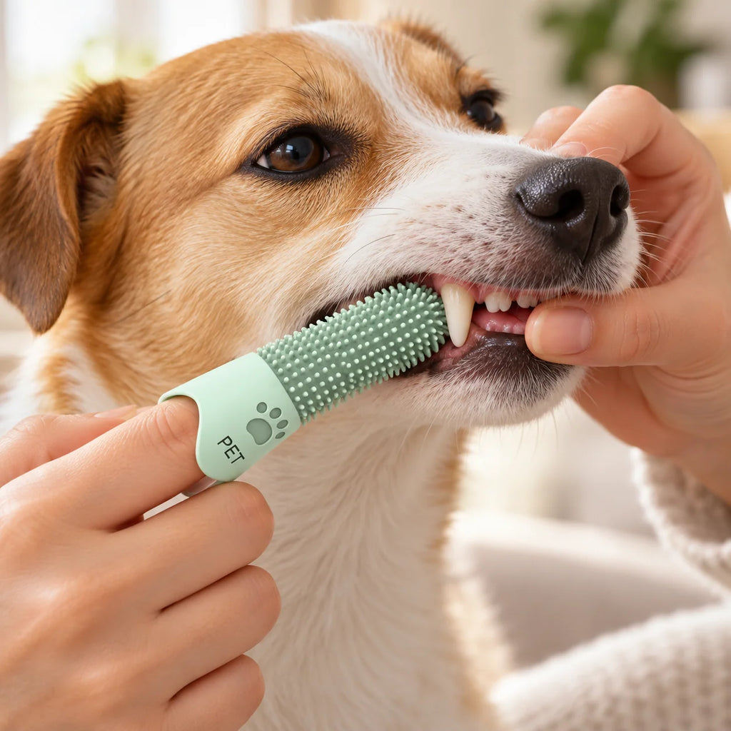 Pet Toothbrush for Dogs & Cats Silicone 360° Finger Brush (3-Pack)