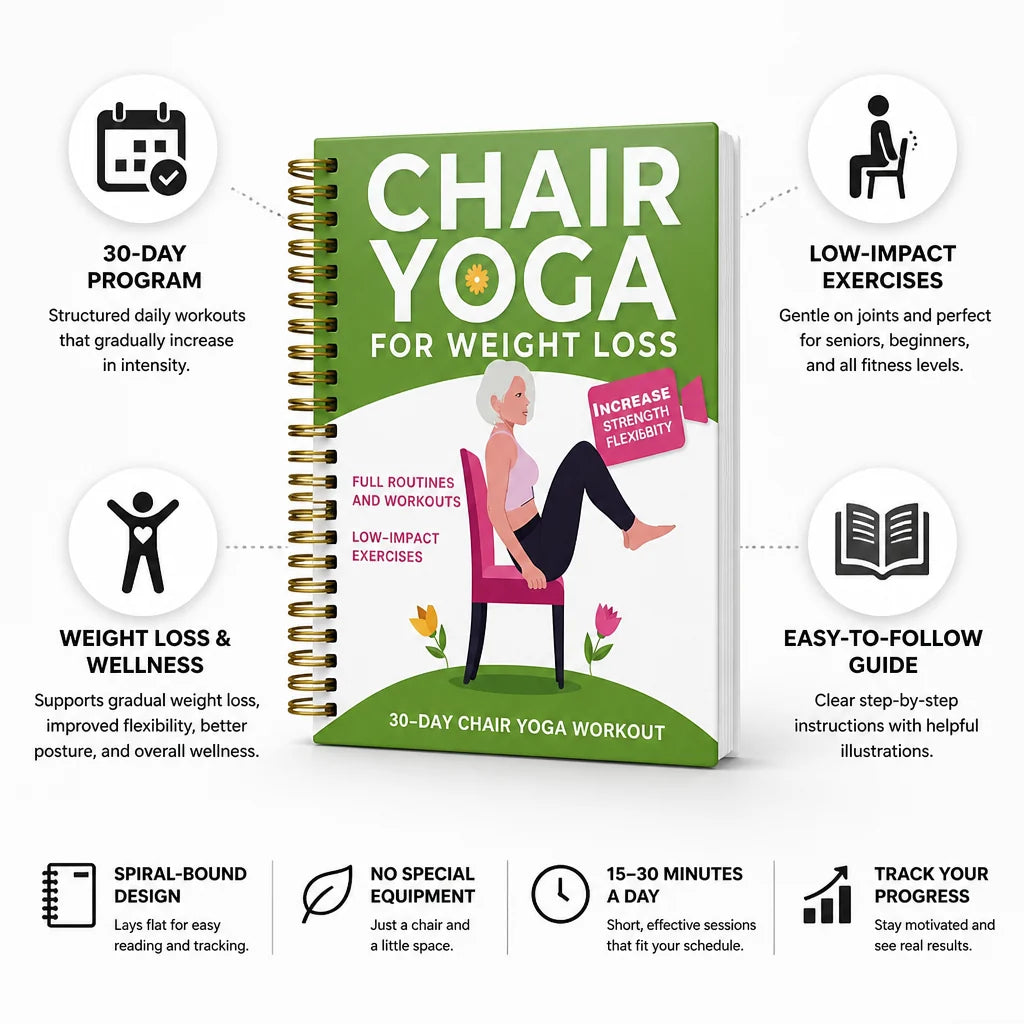Low-Impact 30-Day Stool Yoga Guide (Spiral Notebook)