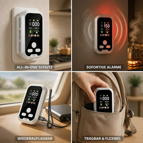 All-in-One Rechargeable CO, Gas, and Smoke Detector