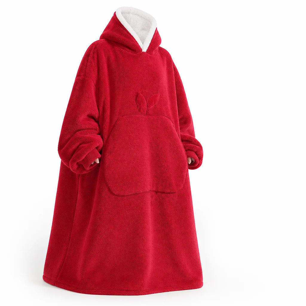 Oversized Sherpa Fleece Hoodie Blanket with Sleeves and Pocket (One Size)