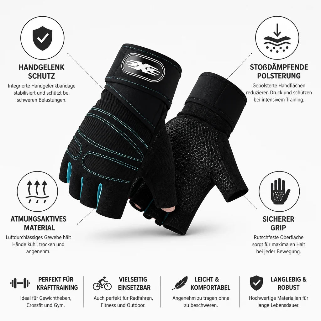 Breathable Padded Palm and Wrist-Supporting Weightlifting Gloves