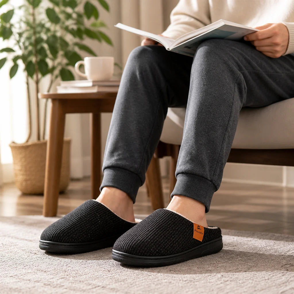 Knit shoes with memory foam and non-slip sole for men