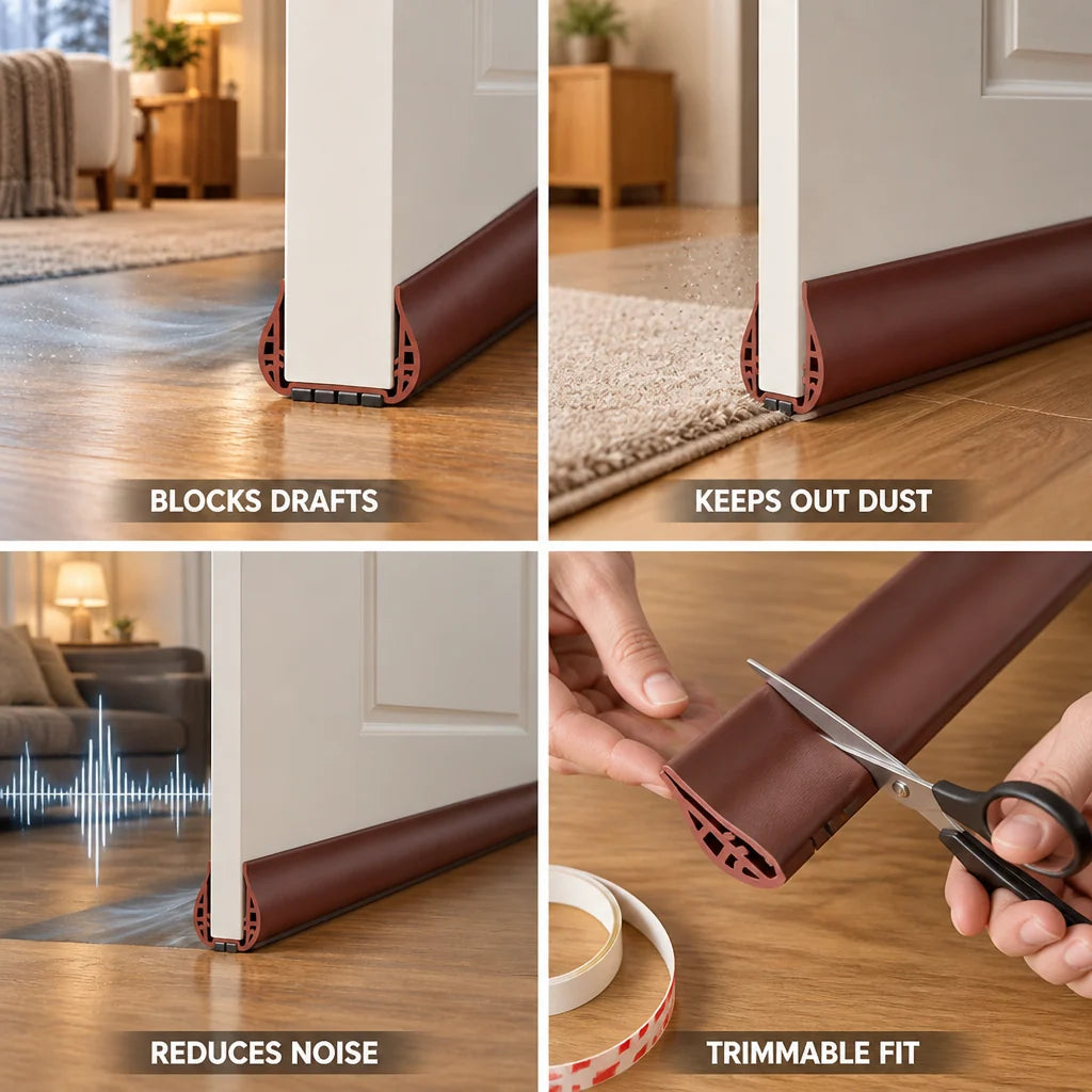 Door Draft Stopper Adjustable & Adhesive (Under Door)