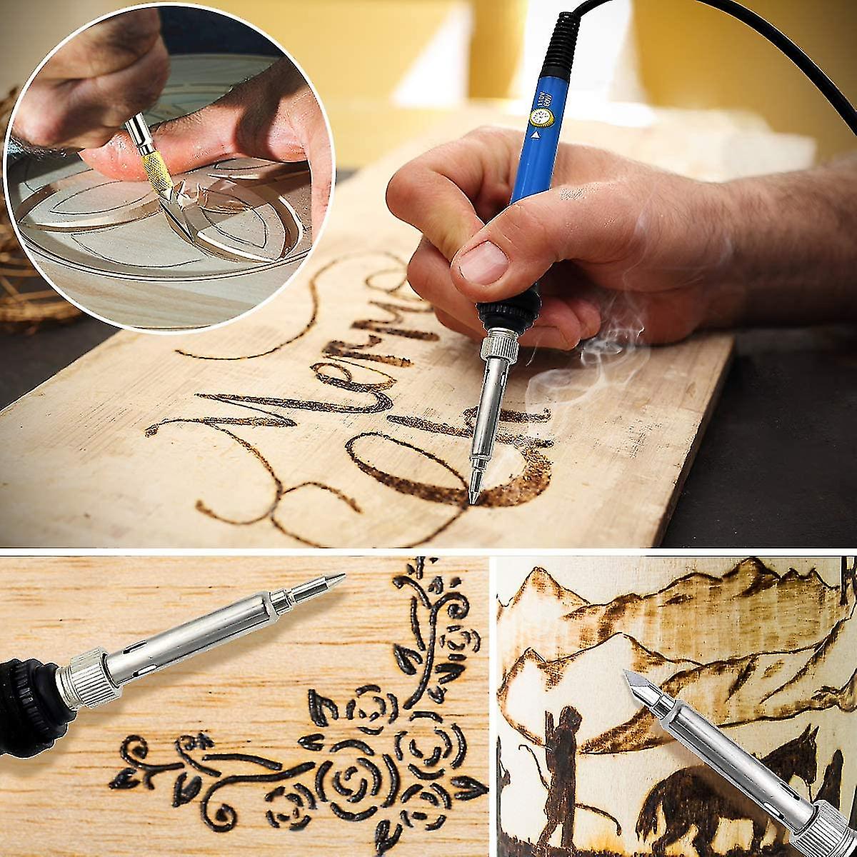 Wood Burning Kit Adjustable Temperature Control 28 Interchangeable Tips