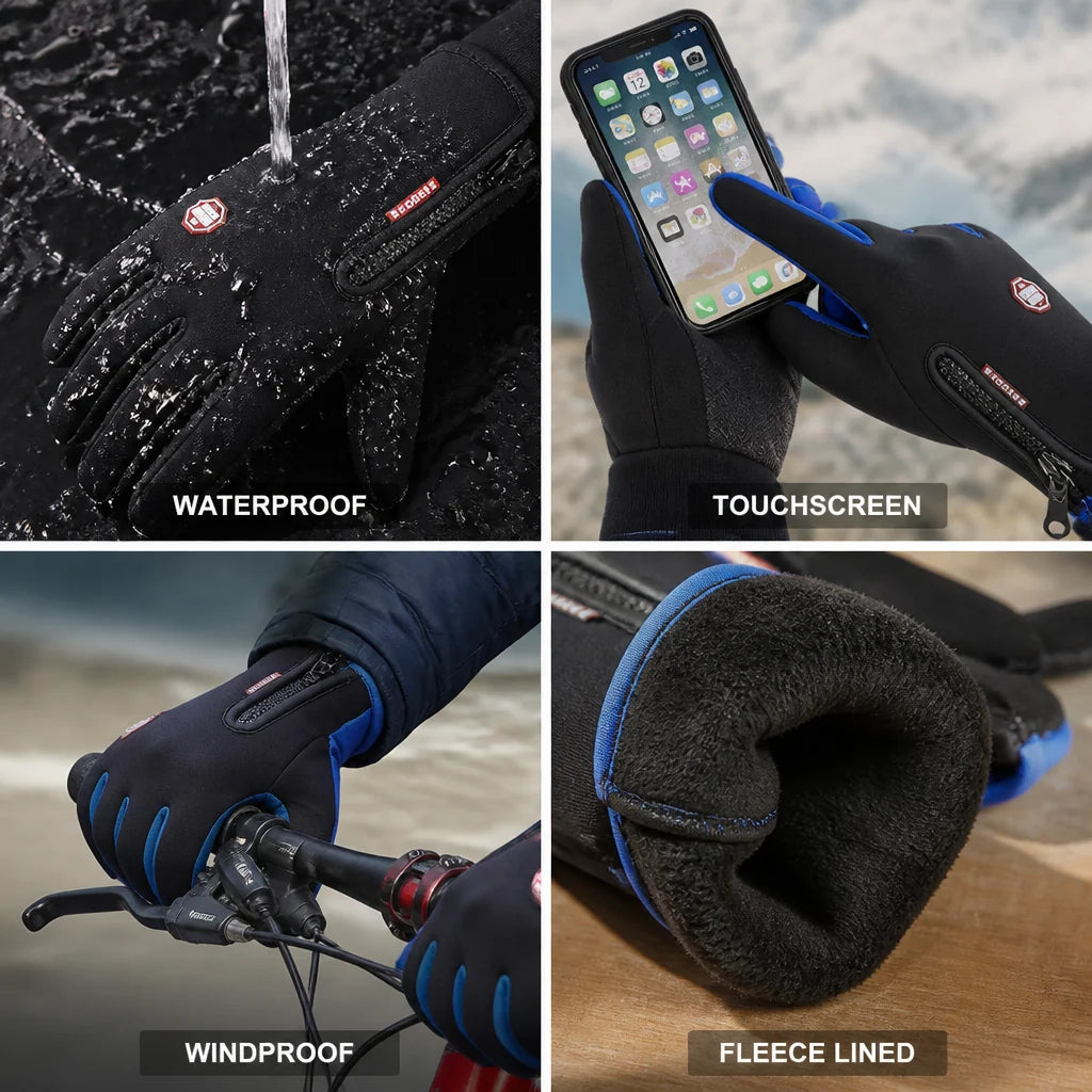Waterproof & Windproof Fleece-Lined Winter Gloves with Touchscreen Function