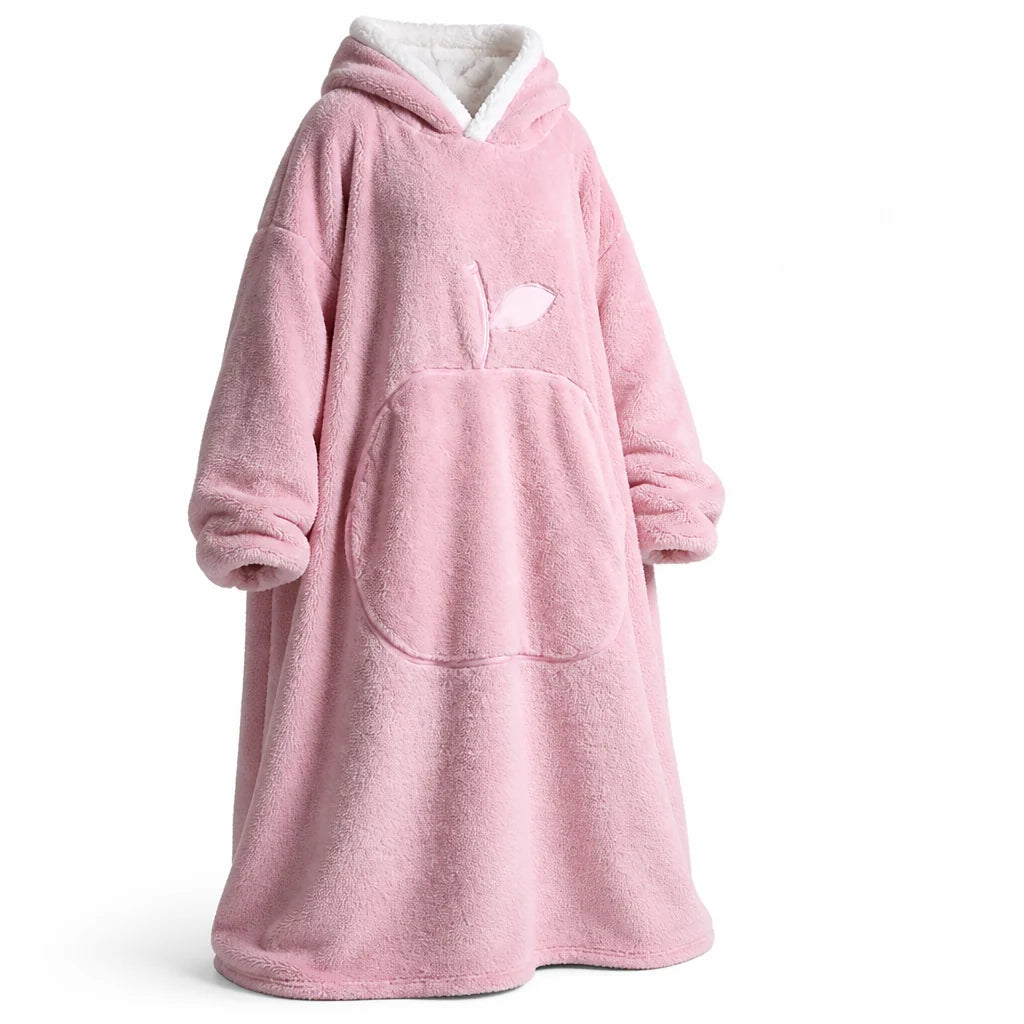 Oversized Sherpa Fleece Hoodie Blanket with Sleeves and Pocket (One Size)