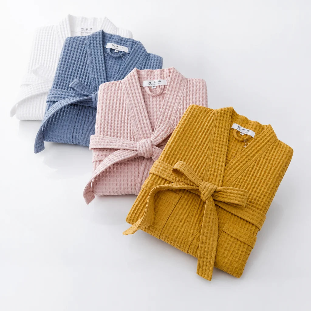 Lightweight Quick-Drying Waffle Cotton Bathrobe