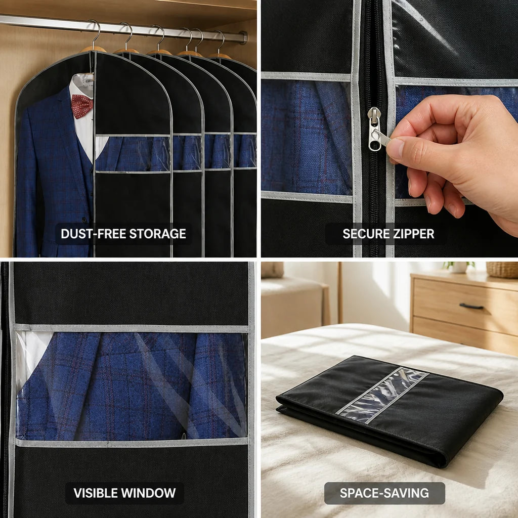 Breathable Garment Cover Made of Polypropylene (Clear Viewing Window & Lockable Zipper)