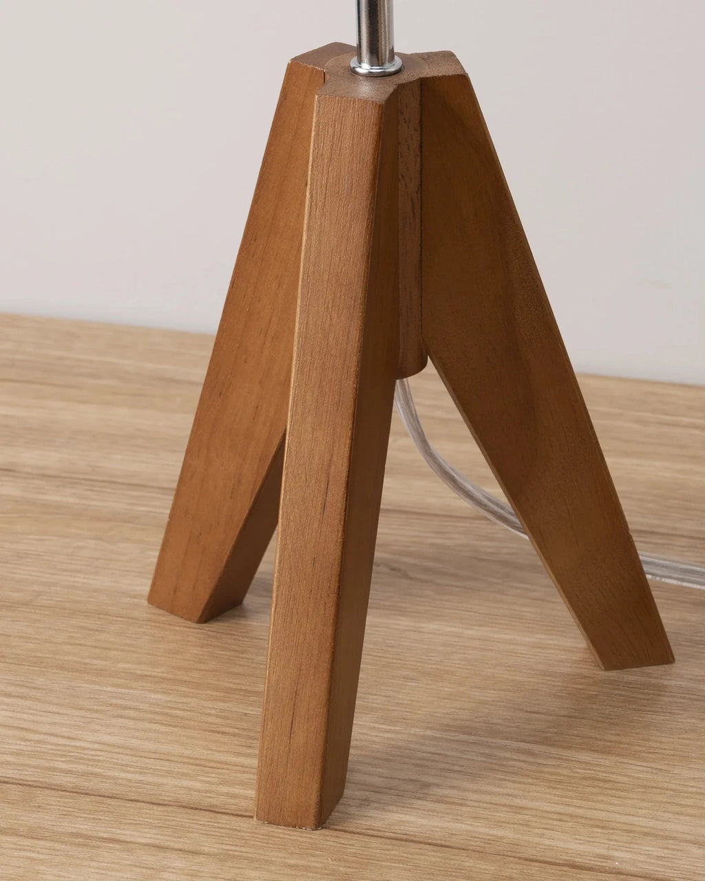 Wooden Table Lamp, Tripod Base, LED Bulb Included