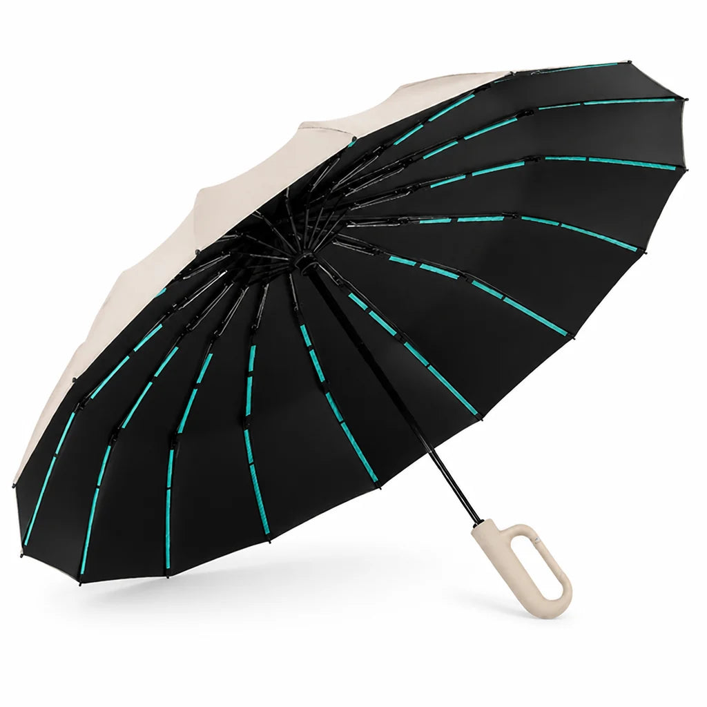 Windproof 16-Spoke Automatic Folding Umbrella