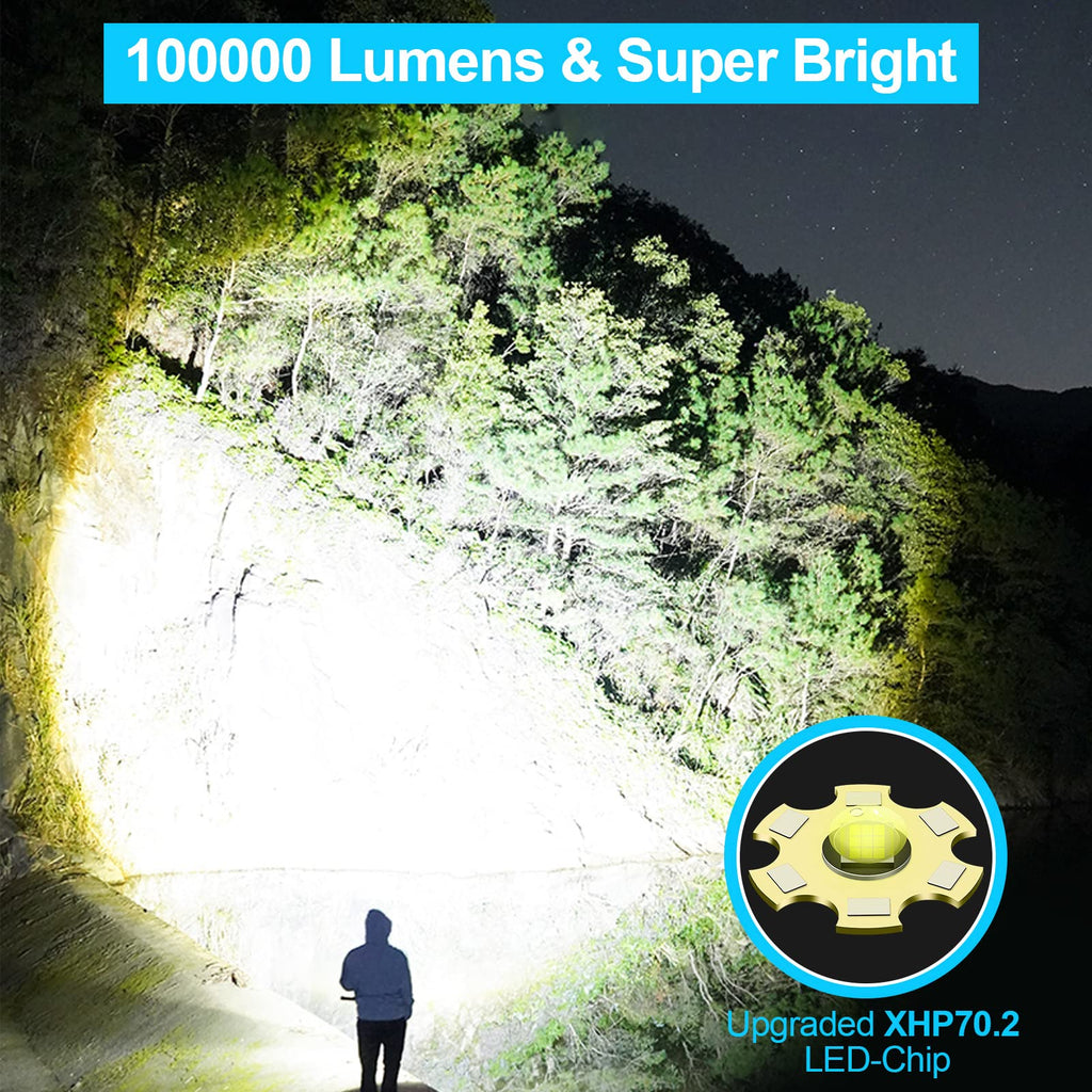 Rechargeable Flashlight 100,000 Lumens LED