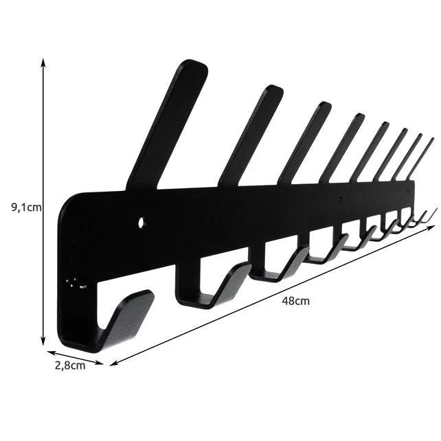 Wall Coat Rack Black 17 Hooks – Metal Wall Wardrobe