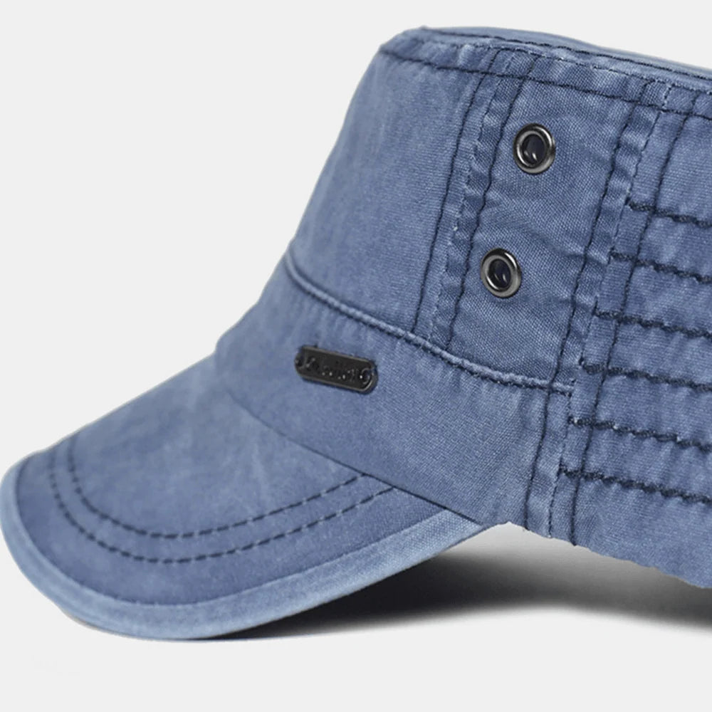 Men's Military Style Cap, Washed Cotton, Adjustable Strap