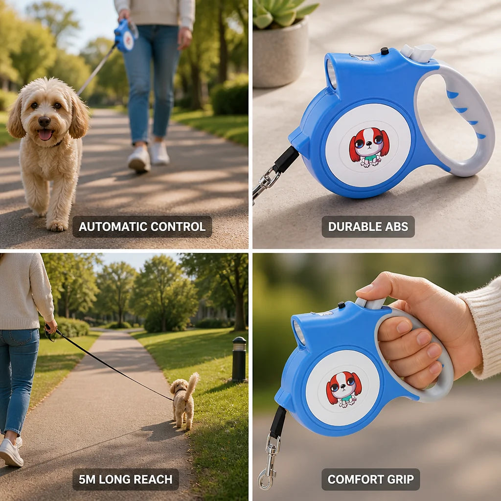 Automatic Retractable Dog Leash with Tension Function (5M)