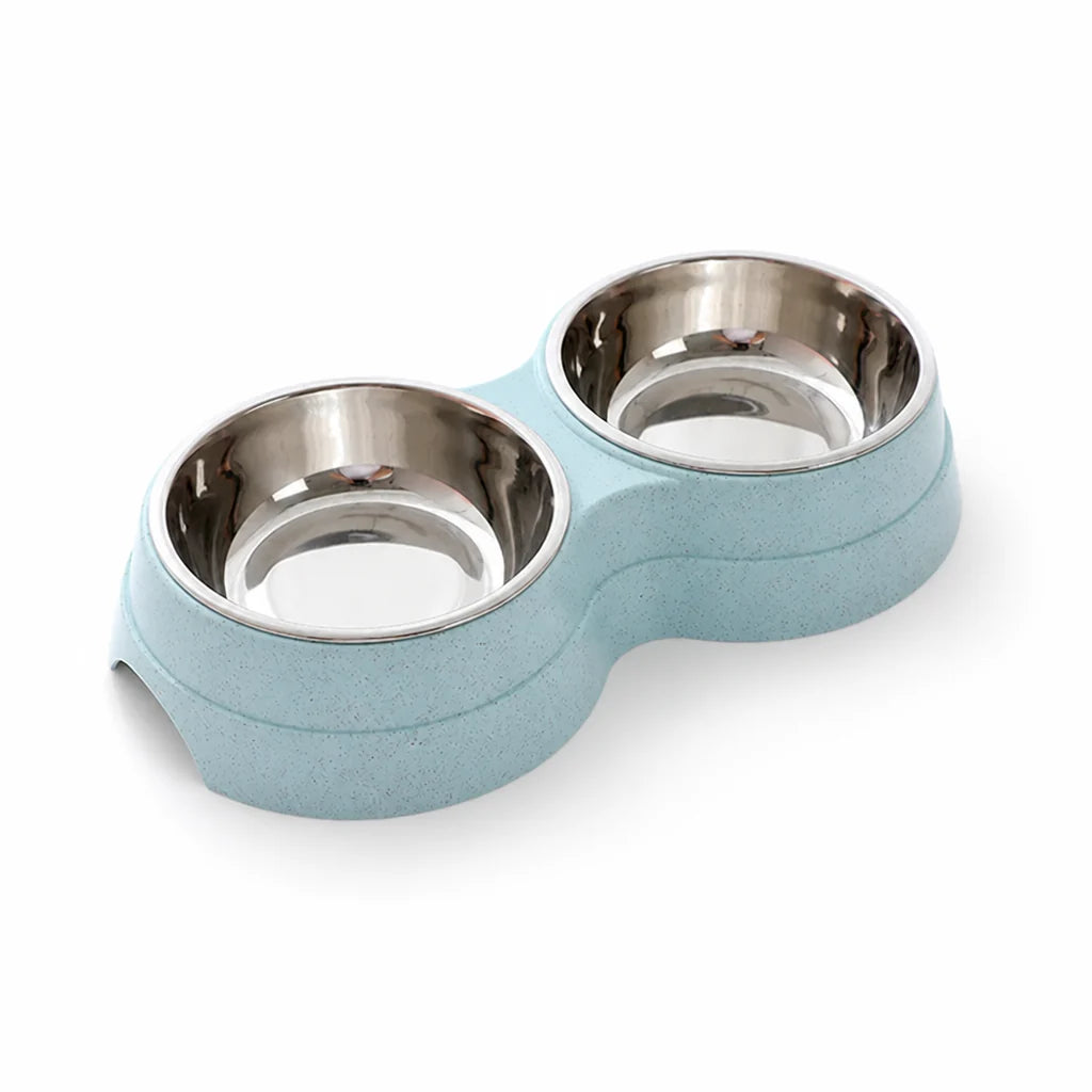 Stainless Steel Double Feeding and Water Bowl (Small Dogs & Cats)